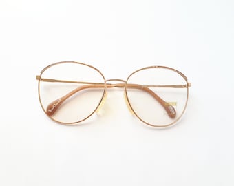 Occhiali da vista Zeiss Yves Chantal vintage anni &#39;80 rari occhiali da vista della Germania Occidentale rotondi oversize da donna in metallo dorato taglia media NOS nuovi Brille