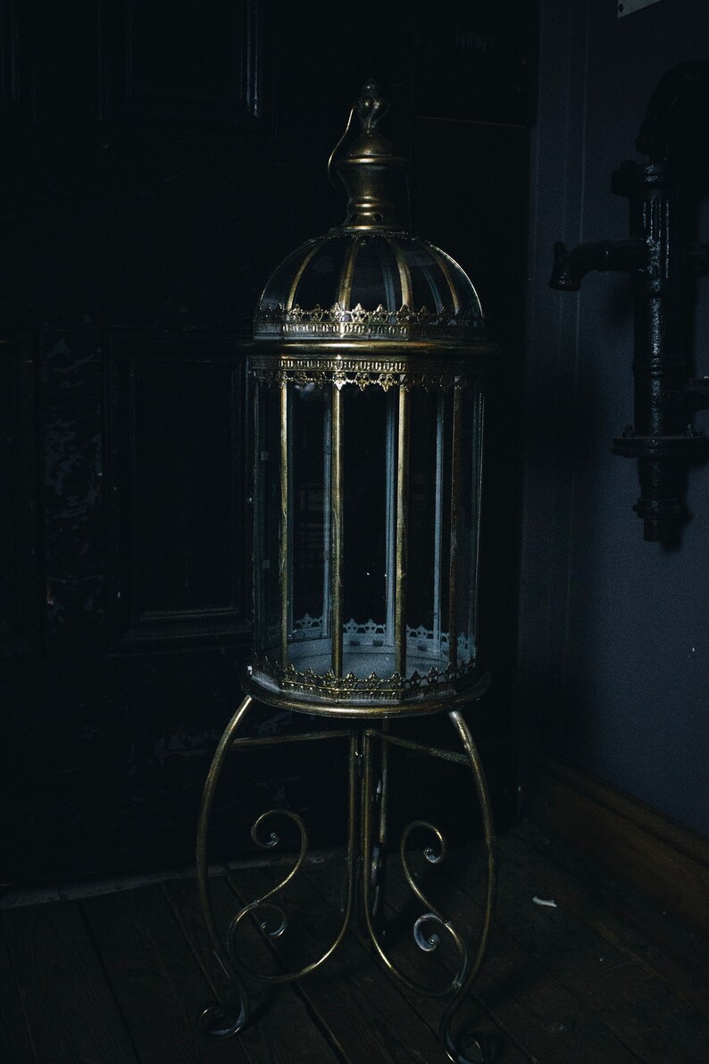 Rustic Gold Morrocan Style Free Standing Lantern Ornate Candle Etsy
