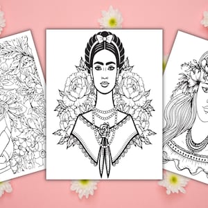 PDF coloring pages, Girl power, Feminine, Mandala, Adult, Kids, set of 3 pages Digital instant download coloring book anime