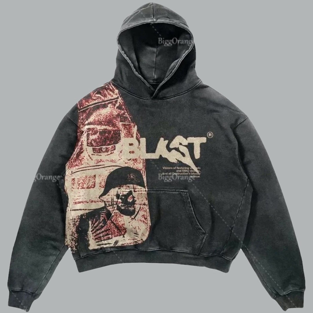 Damen Vintage Hoodie Mit Alphabet Print - Oversize Kapuzenpullover Y2K Style