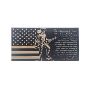 The American&#39;s Creed Engraved Wooden American Flag - LEF016