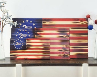 2A Amerikanische Flagge aus Holz (flach)