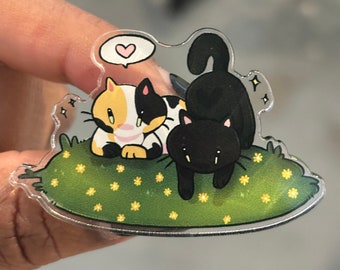 Calico & Black Cat Acrylic Pin