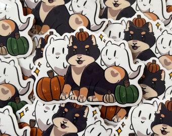 Pegatina de perro Shiba Inu espeluznante