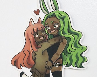Girl Couple Sticker: Madeline and Ivy, Matte sticker