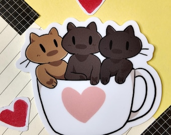 Coffee Cats in a Mug Sticker