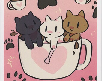 Coffee Cat Print 8.5 X 11 Matte