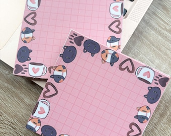 Pink Coffee Cats Memopad
