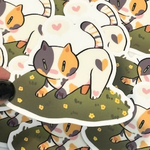 Sticker vinyle mignon chaton calicot