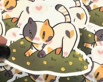Pegatina de vinilo de gatito calico (2x3'')