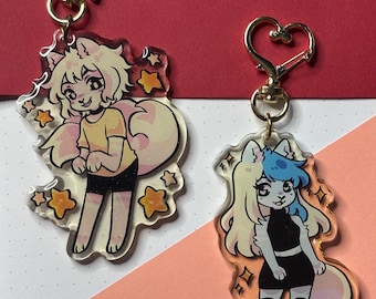Furry Character Epoxy Glitter Charm, Marz and MaryJane (3x3”)