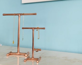 Small Copper Jewellery Stand with Ring Holder