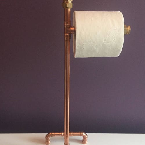 Copper Floor Standing Toilet Roll Holder Etsy