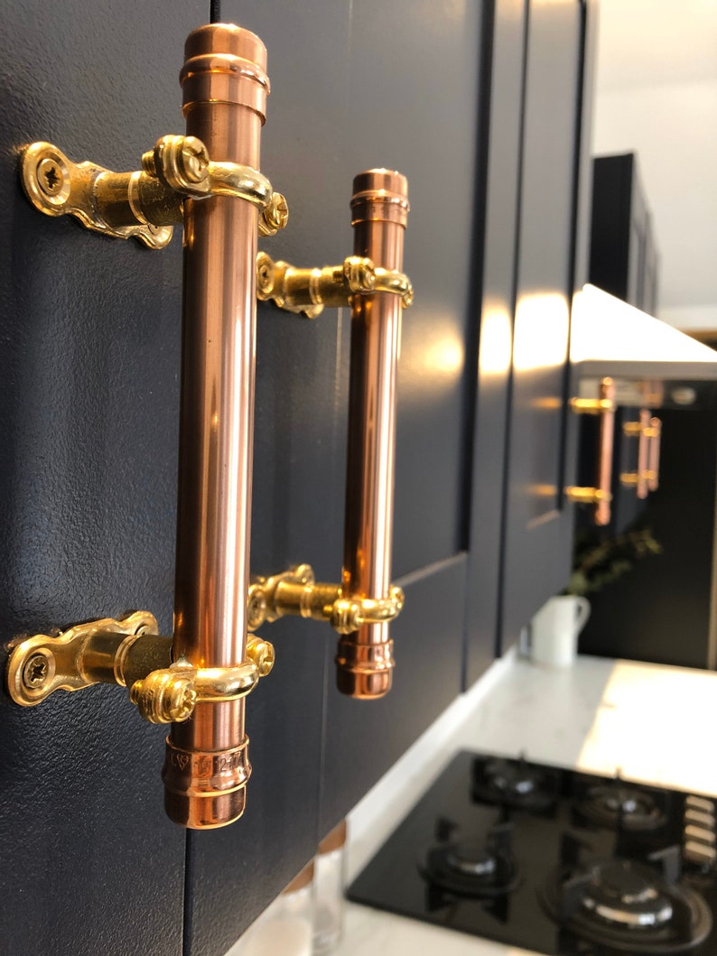 Copper Pipe & Brass Door and Drawer Pull Handle/ Industrial Etsy UK