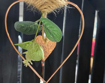 Hanging Copper Heart Decoration with Eucalyptus