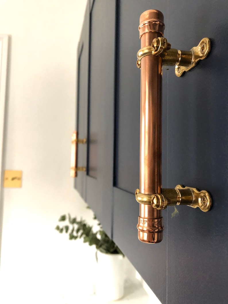 Copper Pipe & Brass Door and Drawer Pull Handle/ Industrial Etsy Sweden