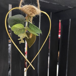 Hanging Brass Heart with or without Eucalyptus