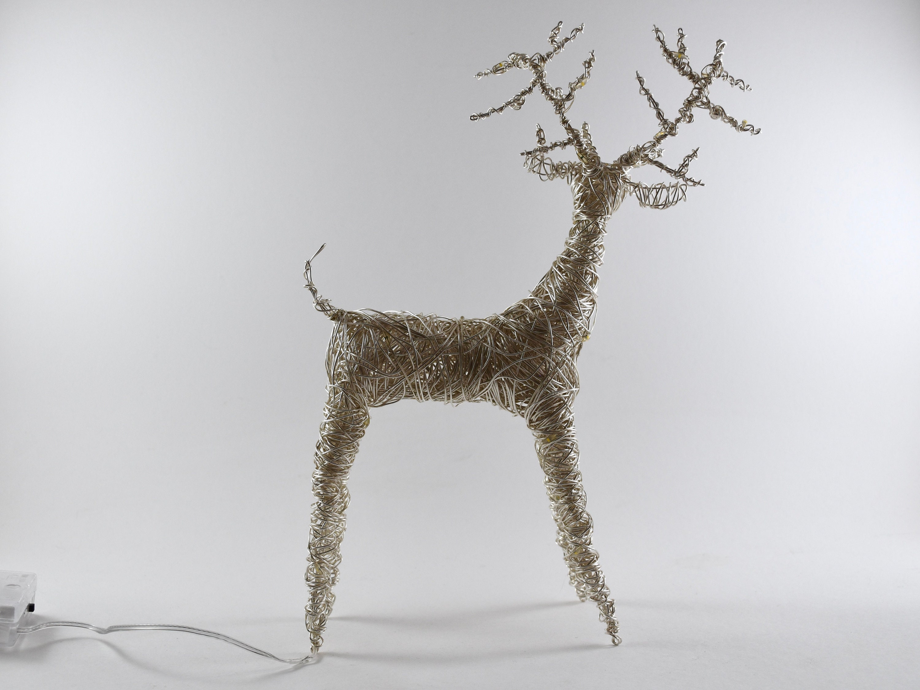 Large Silver Stag Wire Reindeer Sculpture With Lights - Etsy UK