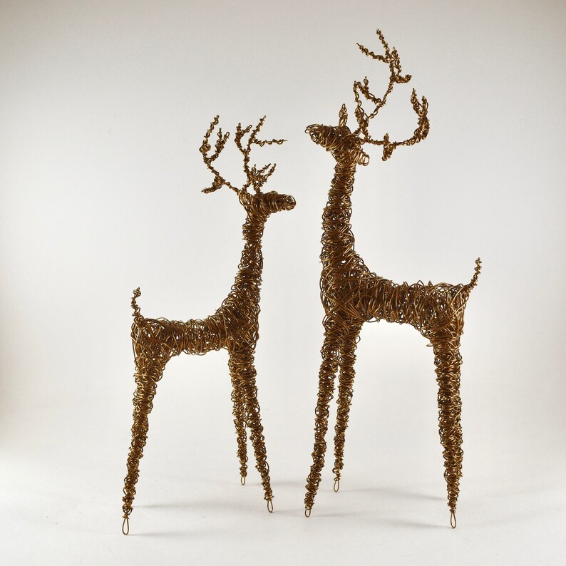Antique Bronze Reindeer Wire Sculpture Etsy