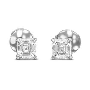 18K White Gold Stud Earrings With 1.84 TCW Natural Diamond (Asscher, H, VVS2), GIA Certified, Elegant Jewelry For Women, Bridesmaid Earrings