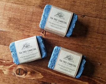 Tea Tree & Activated Charcoal Soap Bars, Detox Soap, Acne Soap, Excema Soap, Shampoo Bars, Face Soap, All Natural Soap, Made In Montana