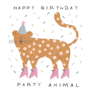 Party Animal Verjaardagskaart | Grappige verjaardagskaart | Verjaardagskaart met grappige quote | De Kaart van de Verjaardag van de luipaard