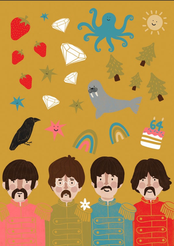 THE BEATLES ネクタイ 顔のイラスト THE BEATLES ネクタイ 顔のイラスト（THE BEATLES -- Hello