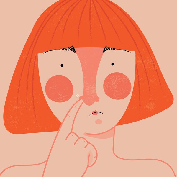 When no one's watching | Fun Illustration | Girl with finger up her nose | Digital Art | Feminism