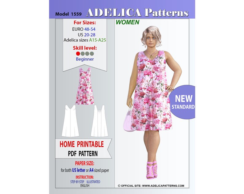 Plus size Sleeveless Summer dress Sewing Pattern PDF | Etsy