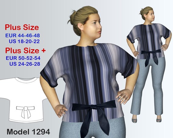 Plus size Tunic Top Sewing Pattern PDF sizes 18-28 Plus size | Etsy
