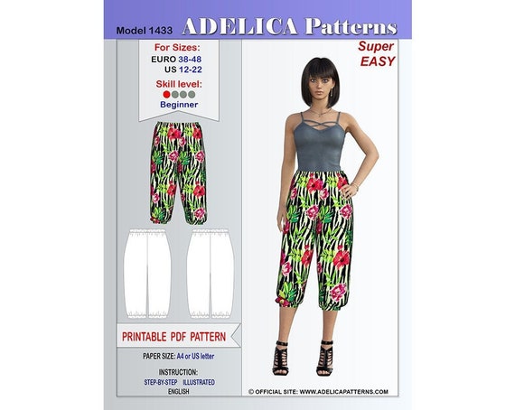 Easy to sew Summer Capri Pants Sewing Pattern PDF for Women in | Etsy