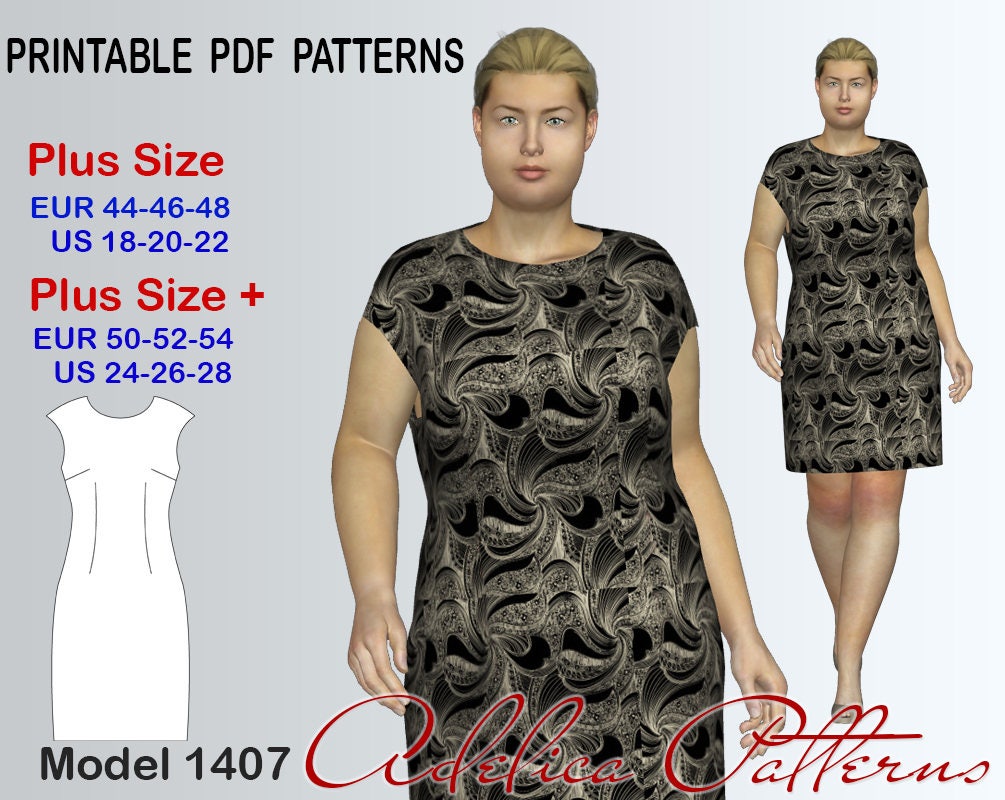 Plus size Sheath Dress sewing pattern for sizes 18-28 woman | Etsy