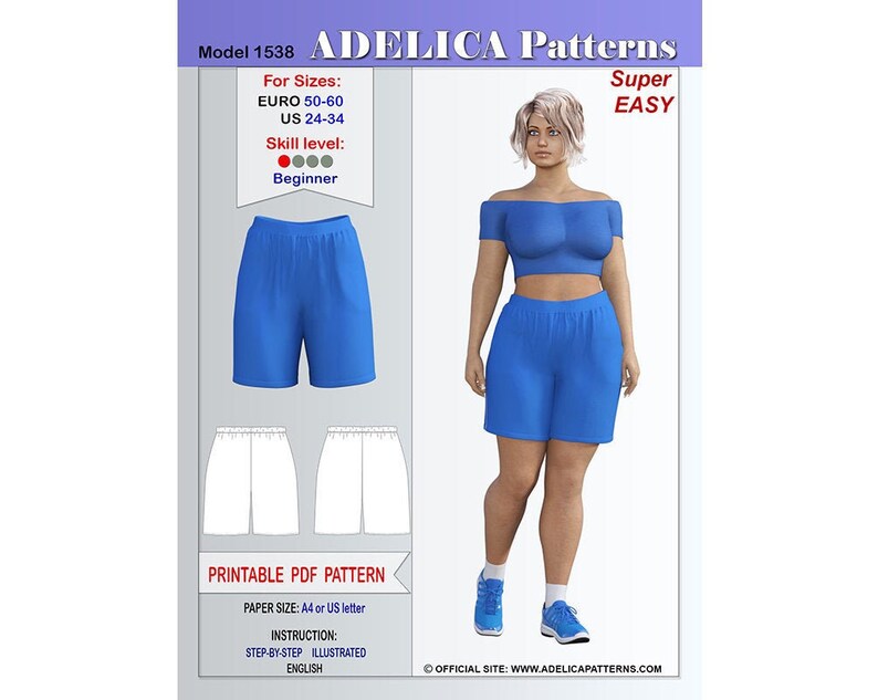 Loose fit Workout Shorts Sewing Pattern 