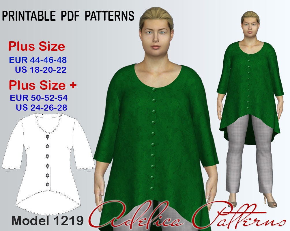 Plus size Cardigan Sewing Pattern PDF Women's sizes 1828 Etsy