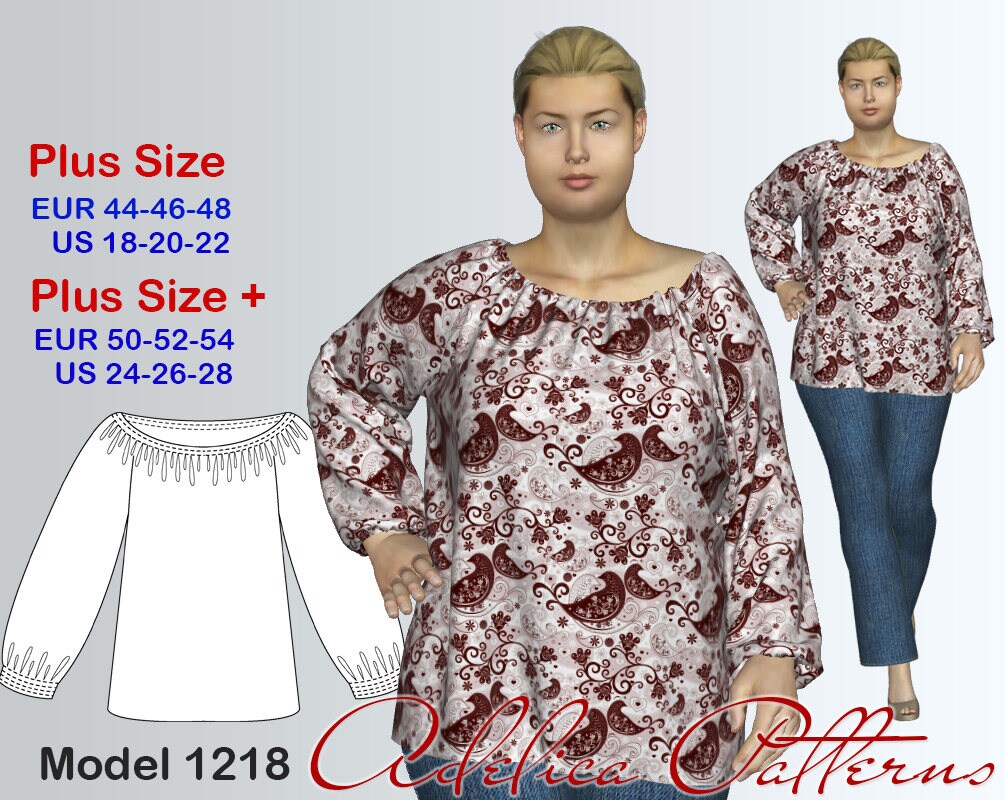 Plus size TUNIC Sewing Pattern PDF Women's sizes 18-28 | Etsy