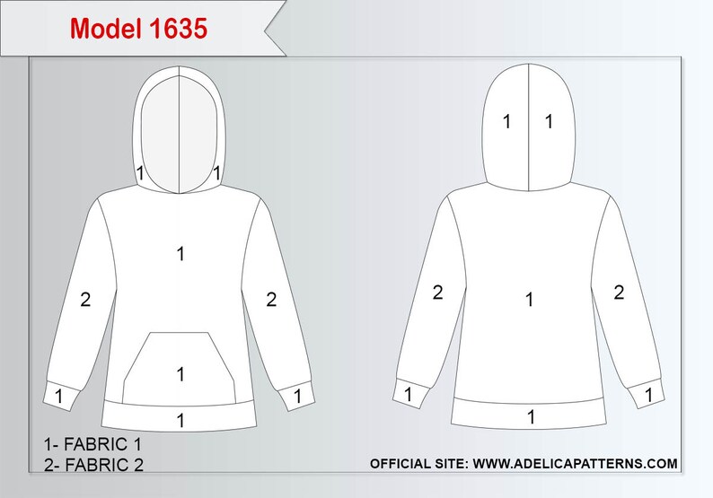 Hooded Sweatshirt Sewing pattern for sizes 1222 US / 3848 Etsy