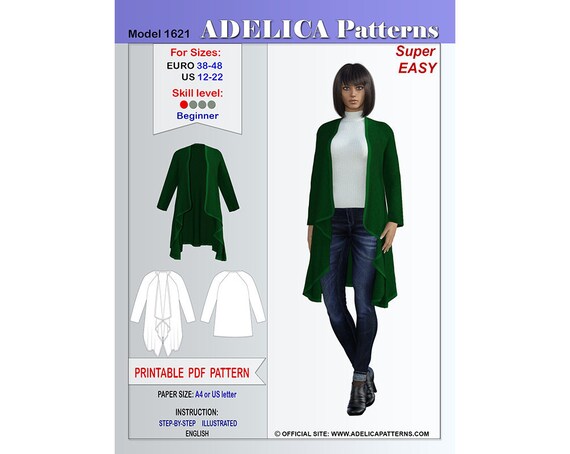 Cardigan Sewing Pattern Women S Sizes 12 22 Us 38 48 Etsy