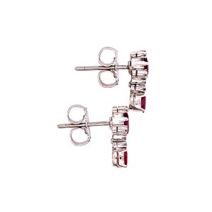 Vintage Palladium and white gold earrings old cut Rubies and Diamonds 18ct C1940s-50s image 2