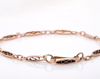 ANTIQUE Rose Gold fancy link Bracelet - 9ct - C1910