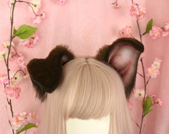 Dark brown puppy dog ears headband