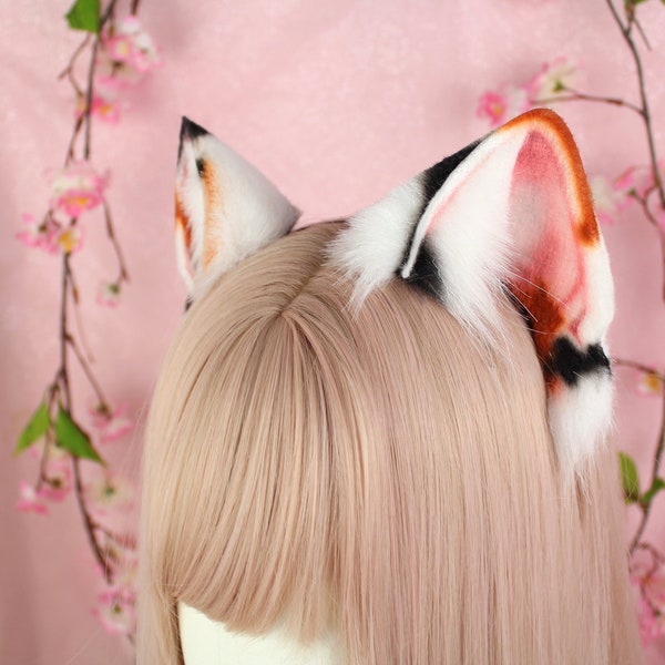 Calico realistic cat ears headband