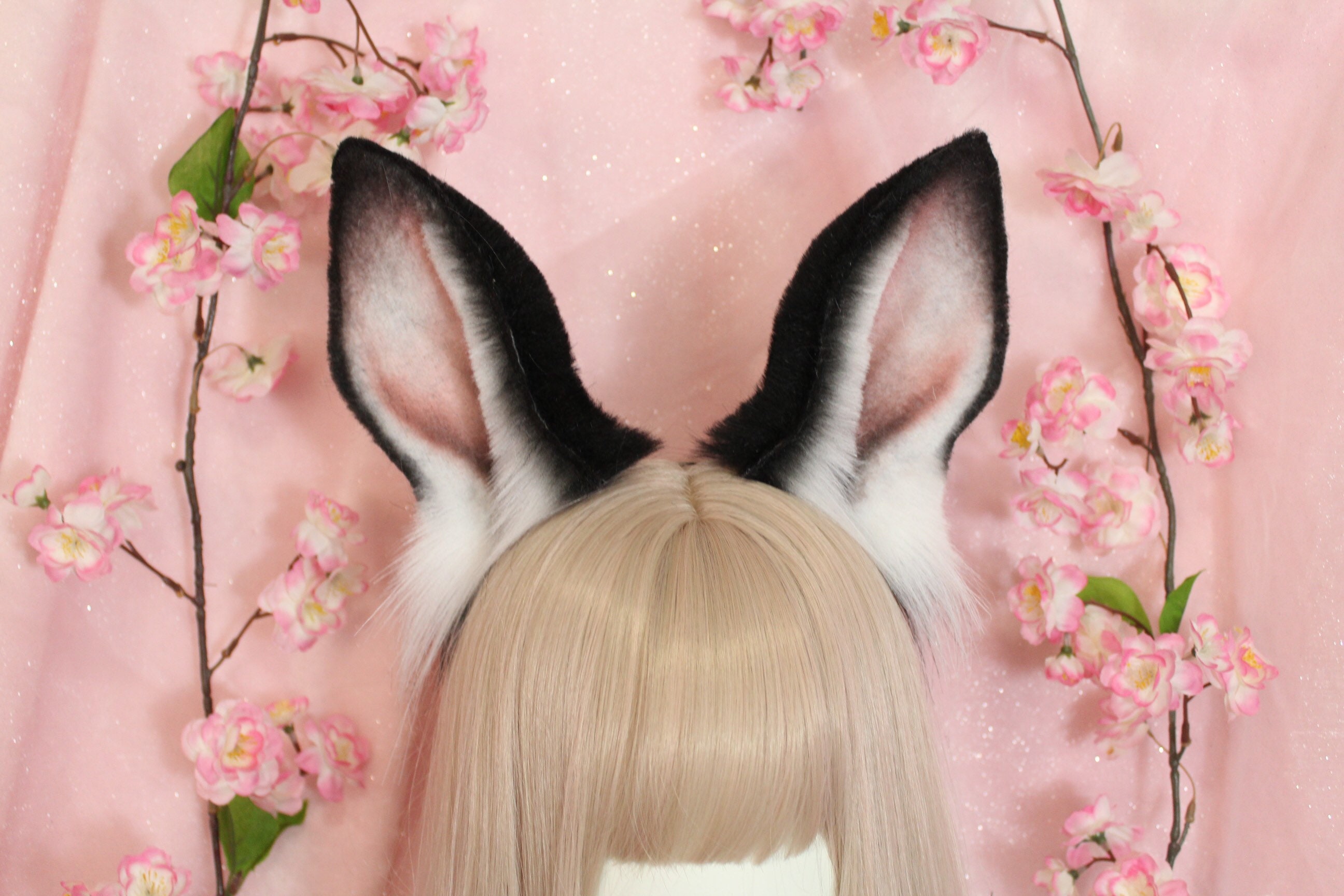 Otter Black bunny ears headband