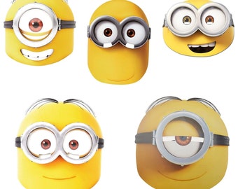 Rubies 3409x - Minions Card Mask - cardboard mask with 3D print, Bob Dave Kevin Stuart