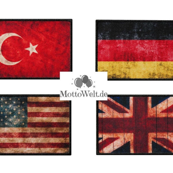 Mono Quick 1230x Vintage Flaggen Applikationen, Flicken Aufbügeln Aufnähen USA Türkei Deutschland England