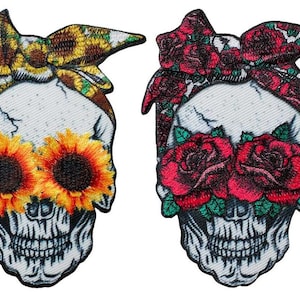 Parche termoadhesivo Mono Quick 1675x Calavera, rosas y girasoles