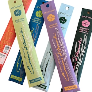Varillas de Incienso Natural Maroma, Madera de Bambú, Lavanda Eucalipto Romero Abeto Salvia Enebro, 100% Natural