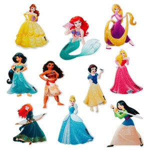 Mono Quick Disney Princesses, iron-on patch, Ariel Belle Snow White Sleeping Beauty Cinderella Mulan Vaiana Merida Rapunzel Jasmine