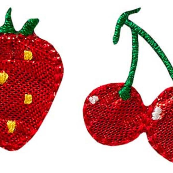 Mono Quick 0216x Kirsche oder Erdbeere Satin Applikation, Bügelbild Patch Obst