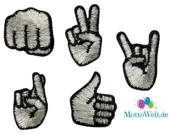 Mono Quick Hand Applications, Ironing Image, Patch, It Rocks, Peace, Fist, Ok, Thumbs Up, Good luck