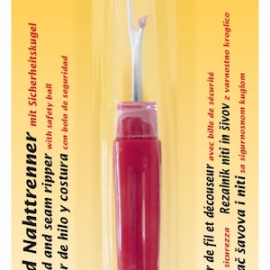 Kleiber 92178 Thread and seam ripper with safety ball, red, approx. 11 cm